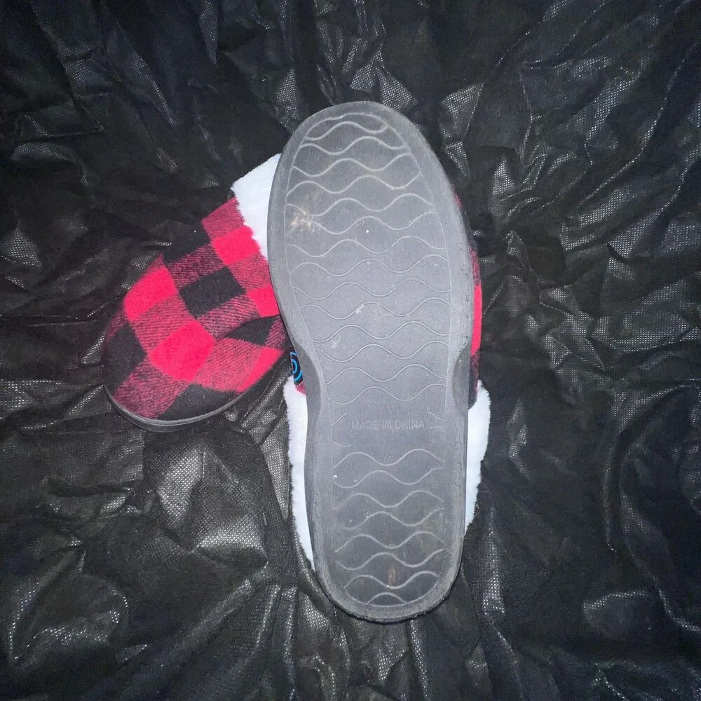 Women's or Men Buffalo Plaid Clog Slippers Red Black Check Massage House Shoes